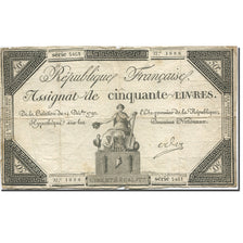 France, 50 Livres, 1792, Oder, 1792-12-14, VG(8-10), KM:A72