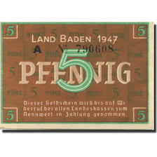 Banknote, Germany, Baden, 5 Pfennig, 1947, KM:S1001a, UNC(63)