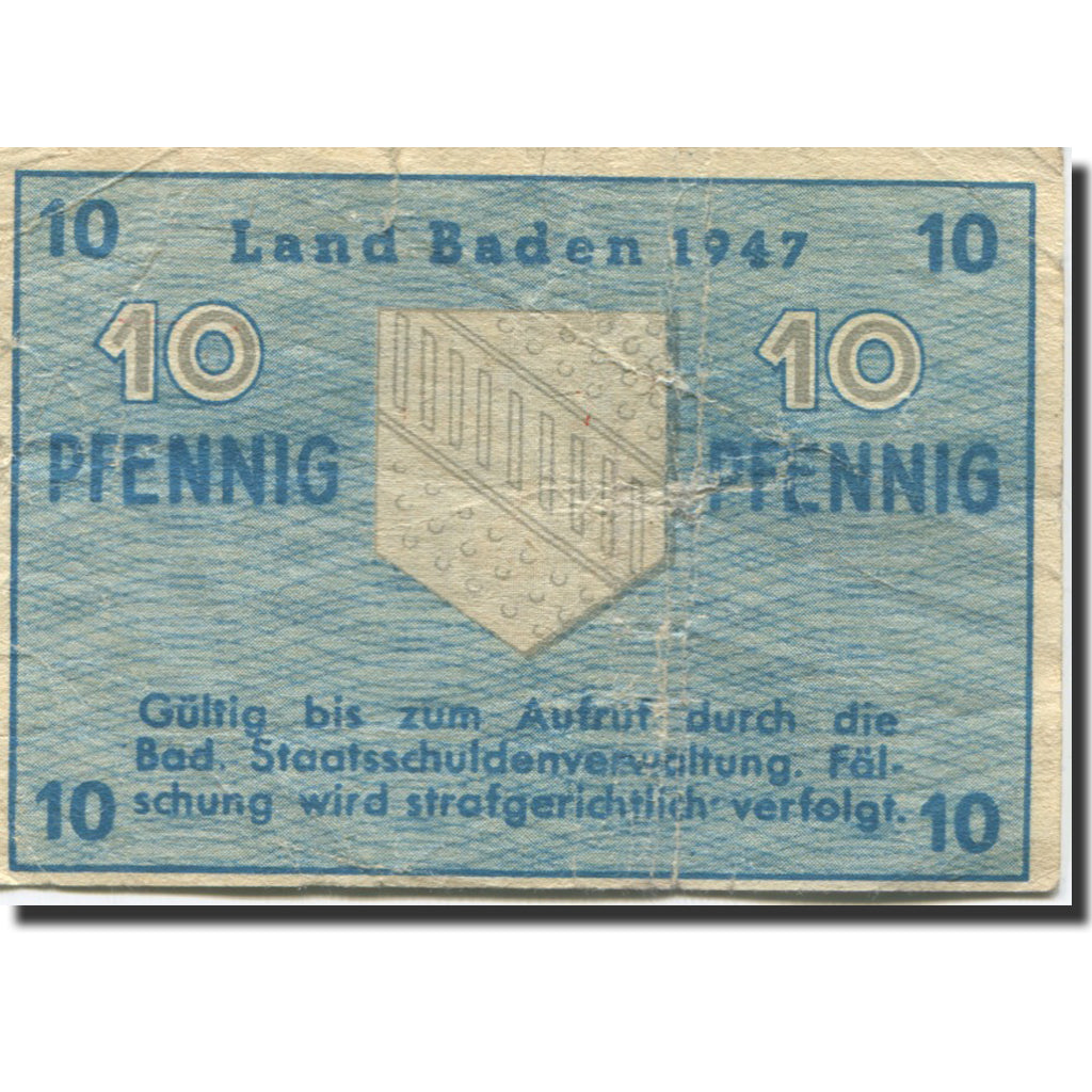 Banknote, Germany, Baden, 10 Pfennig, 1947, KM:S1002a, VF(20-25)