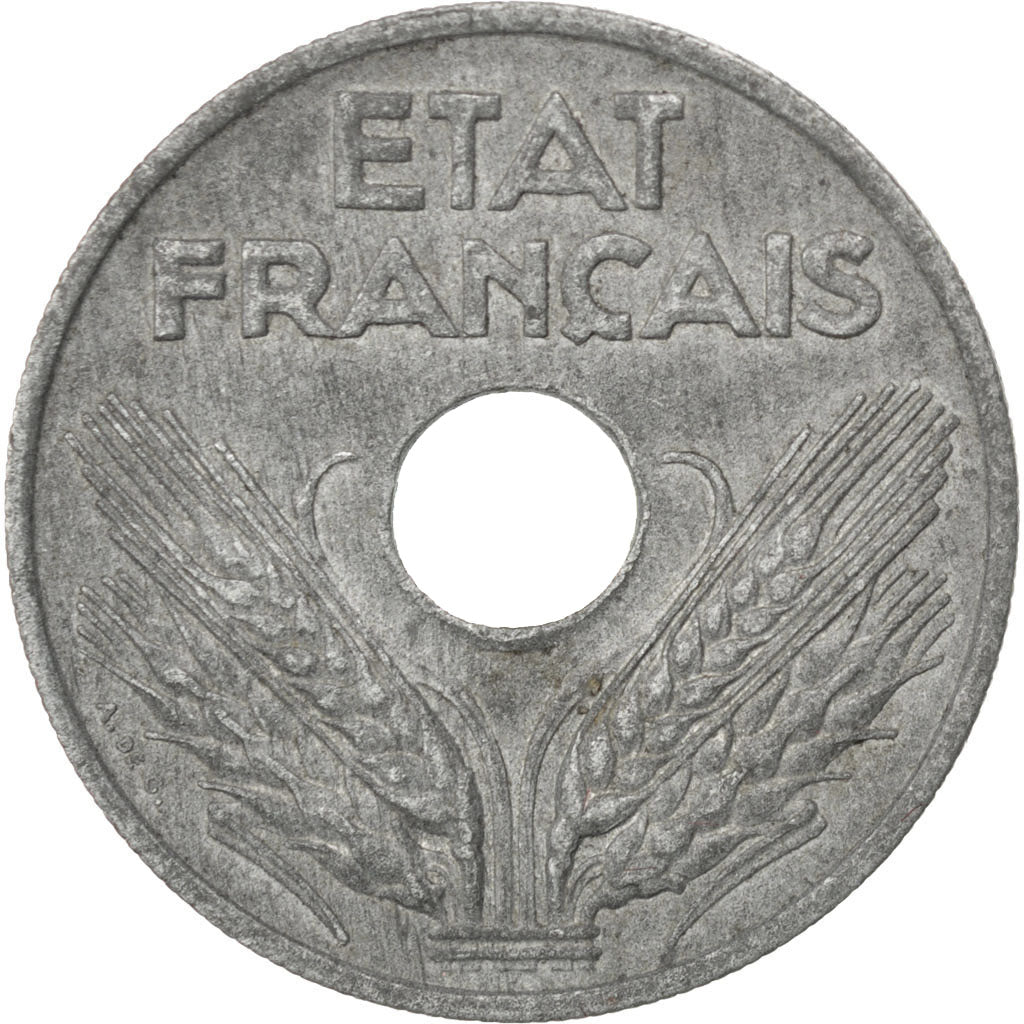 FRANCE, État français, 20 Centimes, 1944, Paris, KM #900.2, AU(50-53), Zinc, Ga.
