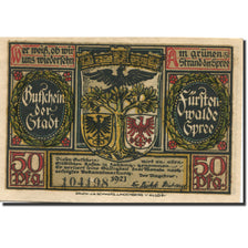 Banknote, Germany, Fürstenwalde, 50 Pfennig, Blason, 1921, UNC(63), Mehl:403.1