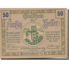 Banknote, Austria, Greifenstein, 50 Heller, château, 1920 UNC(63) Mehl:FS 818I