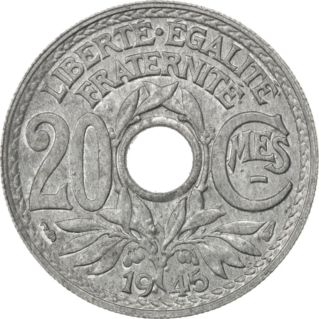 FRANCE, Lindauer, 20 Centimes, 1945, KM #907.1, MS(63), Zinc, Gadoury #324, 3.56