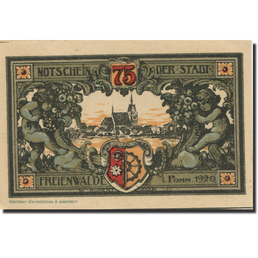 Banknote, Germany, Freienwalde, 75 Pfennig, Blason, 1920, UNC(63), Mehl:385.3b