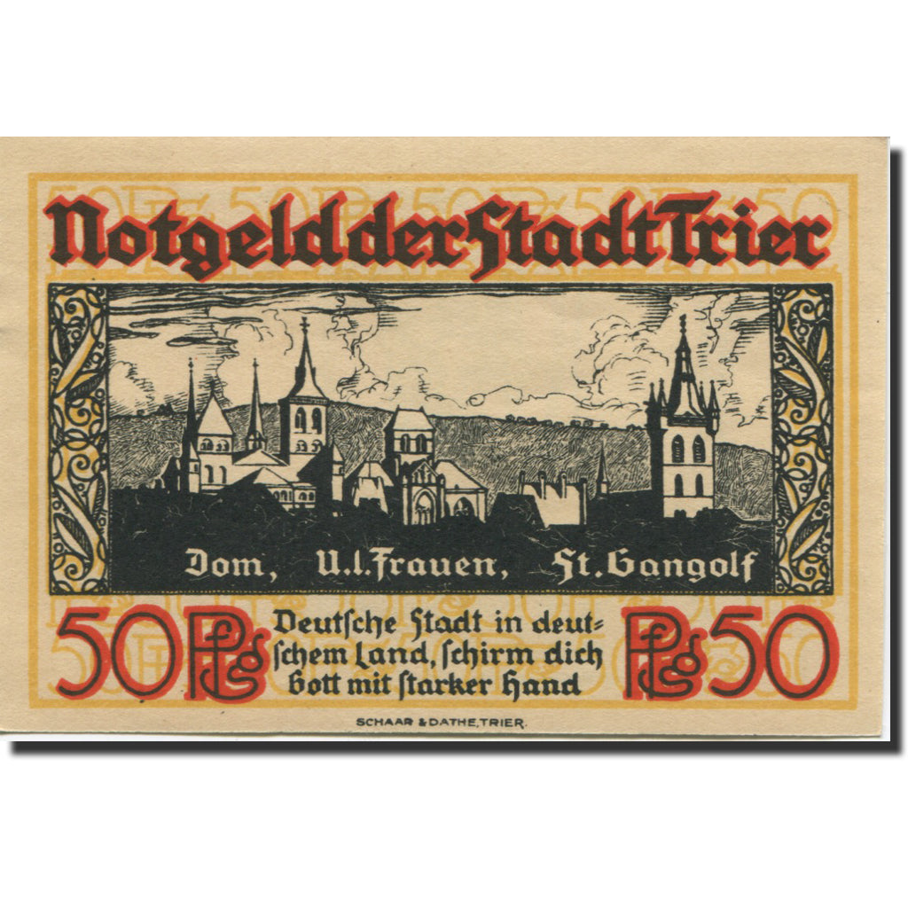 Billet, Allemagne, Trier, 50 Pfennig, personnage, 1921, SPL, Mehl:T27.10