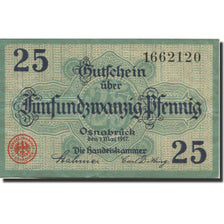 Nota, Alemanha, Osnabruck, 25 Pfennig, valeur faciale, 1917 TTB Mehl:1029