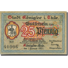Banknote, Germany, Königsee, 25 Pfennig, chevalier 1921 UNC(63) Mehl:725.1a