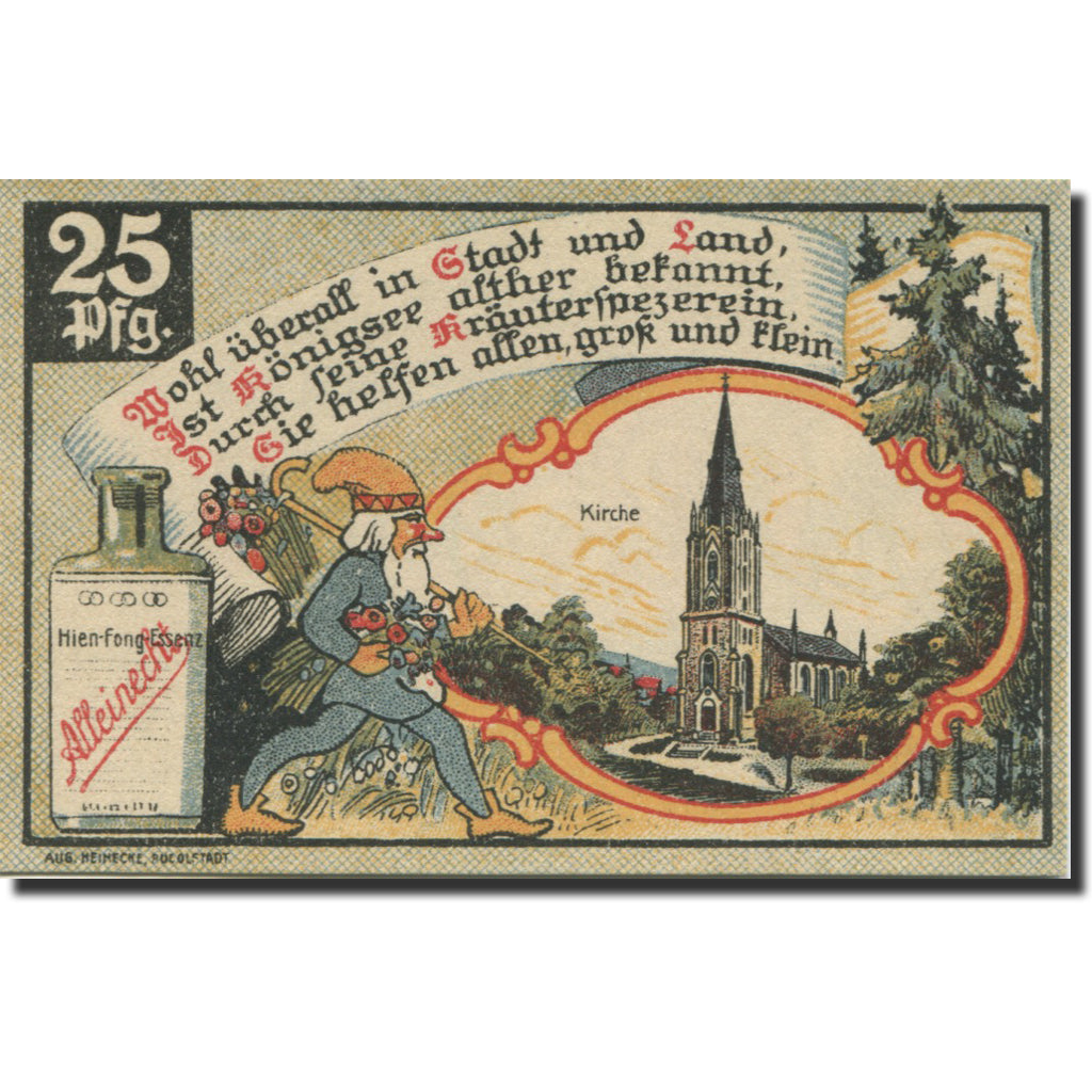 Banknote, Germany, Königsee, 25 Pfennig, chevalier 1921 UNC(63) Mehl:725.1a