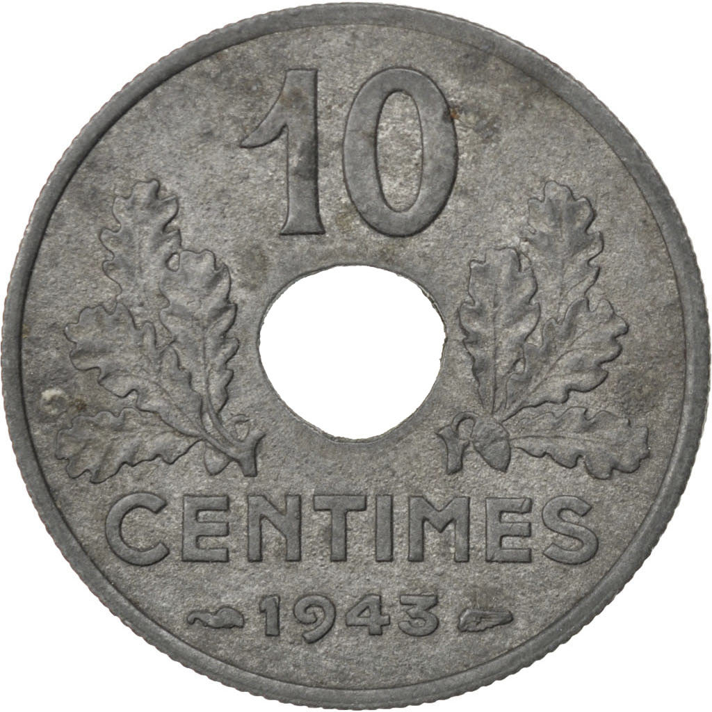 Francia, État français, 10 Centimes, 1943, SPL-, Zinco, KM:898.1, Gadoury:290