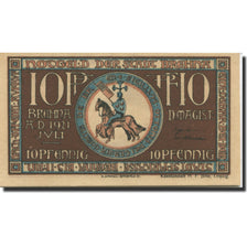 Banknote, Germany, Brehna, 10 Pfennig, chevalier, 1921, UNC(63), Mehl:160.1