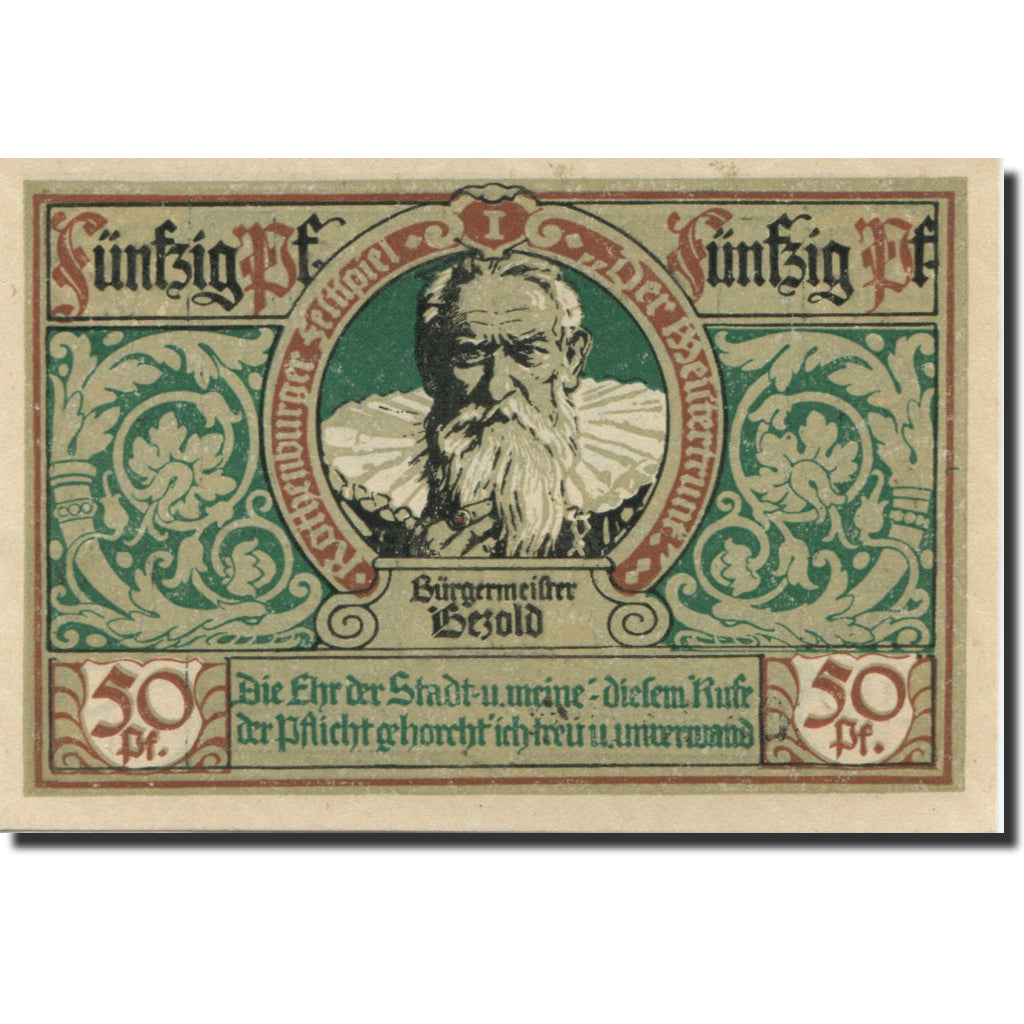 Billet, Allemagne, Rothenburg, 50 Pfennig, personnage 1, 1921, SPL Mehl:1142.2