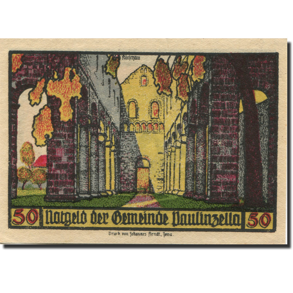 Geldschein, Deutschland, Paulinzella, 50 Pfennig 1922 UNZ- Mehl:1053.1