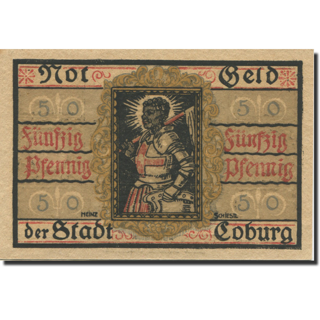 Billet, Allemagne, Coburg, 50 Pfennig, personnage, 1919, SPL, Mehl:21.5a