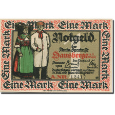 Billet, Allemagne, Hausberge, 1 Mark, personnage, 1921 SPLMehl:585.1a