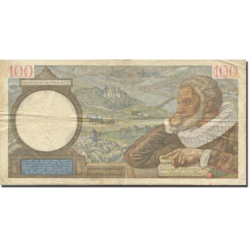 France, 100 Francs, Sully, 1940, 1940-02-22, EF(40-45), Fayette:26.23, KM:94