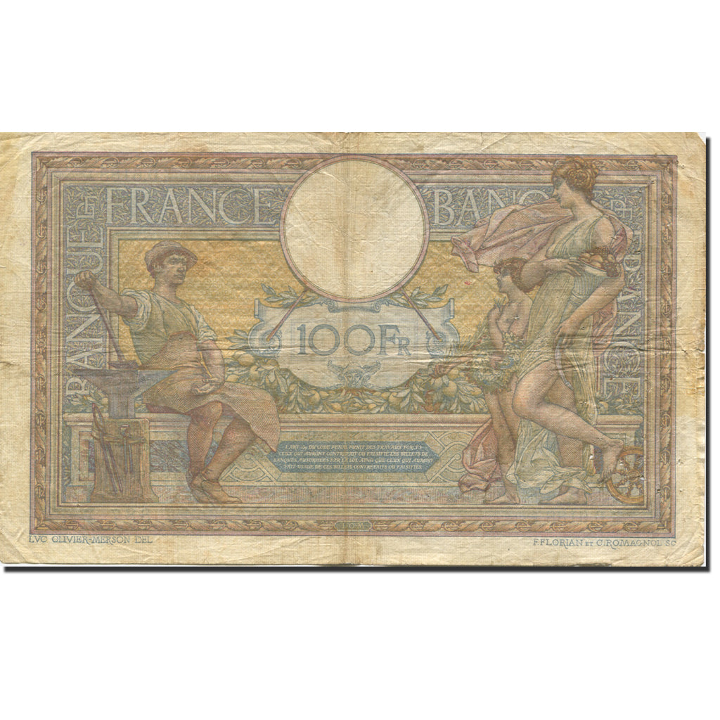 France, 100 Francs, Luc Olivier Merson, 1906, 1919-08-12, VF(30-35)