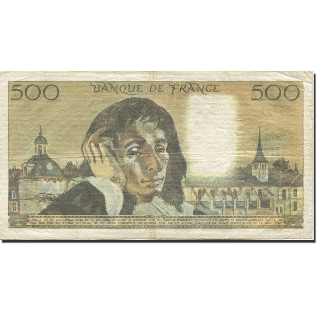 France, 500 Francs, Pascal, 1968, 1975-11-06, EF(40-45), Fayette:71.13, KM:156c