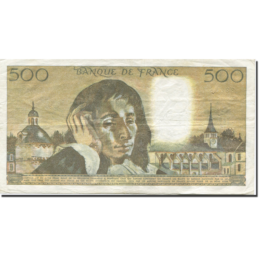 França, 500 Francs, Pascal, 1968, 1977-11-03, VF(30-35), Fayette:71.17, KM:156d