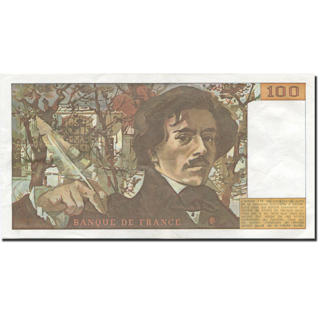 France, 100 Francs, Delacroix, 1978, 1979, UNC(60-62), Fayette:69.02c, KM:154a