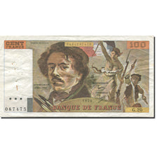 França, 100 Francs, Delacroix, 1978, 1979, EF(40-45), Fayette:69.03, KM:154b