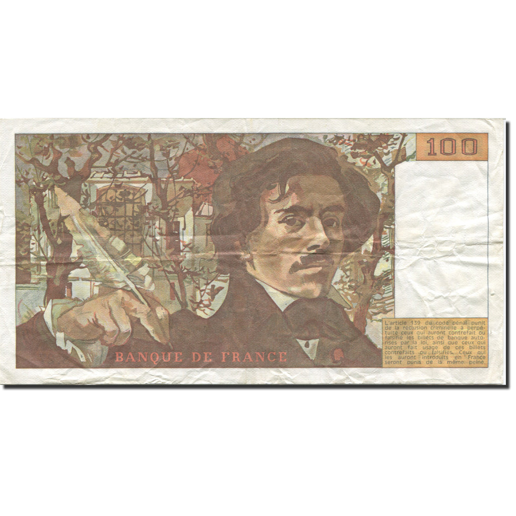 France, 100 Francs, Delacroix, 1978, 1980, TTB, Fayette:69.04a, KM:154b