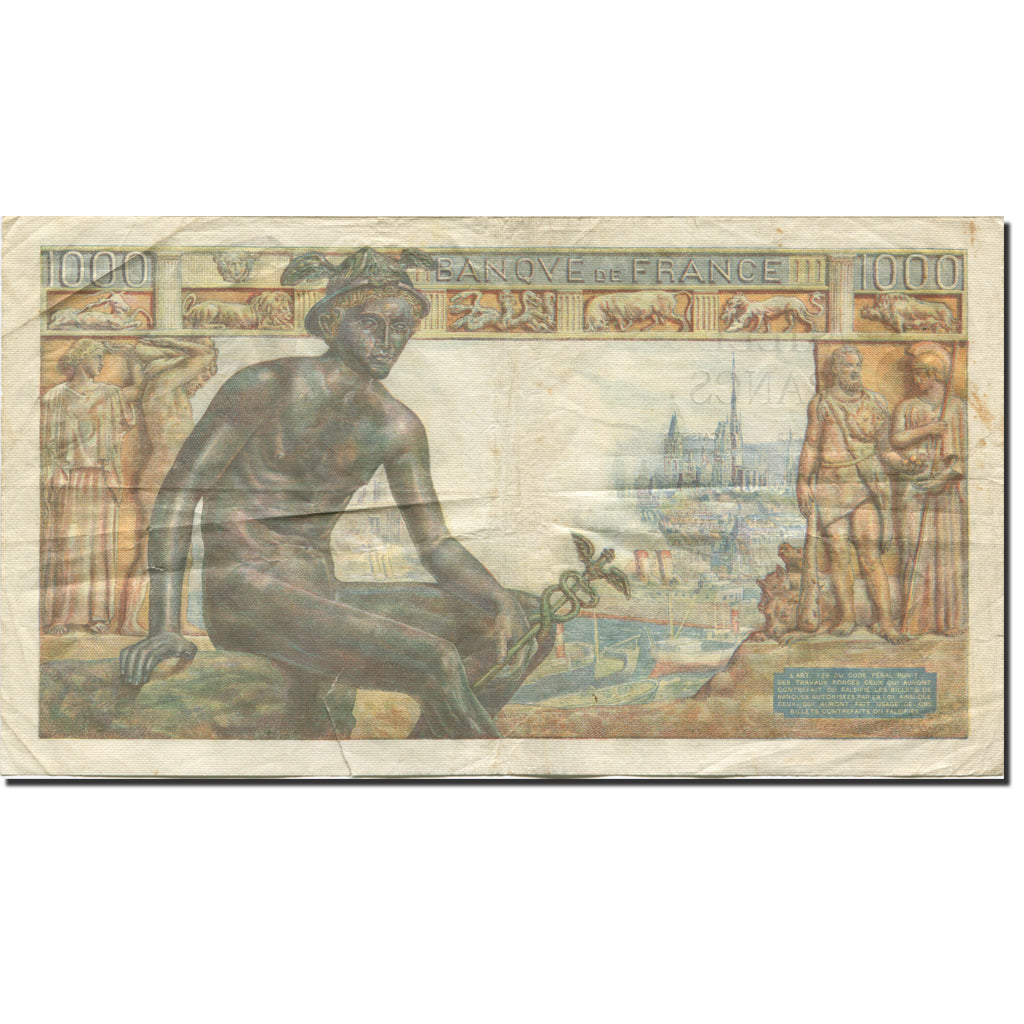 Francia, 1000 Francs, Déesse Déméter, 1942, 1943-05-20, MBC, Fay:40.24 KM:102