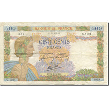 France, 500 Francs, La Paix, 1939, 1942-02-12, TB+, Fayette:32.29, KM:95b