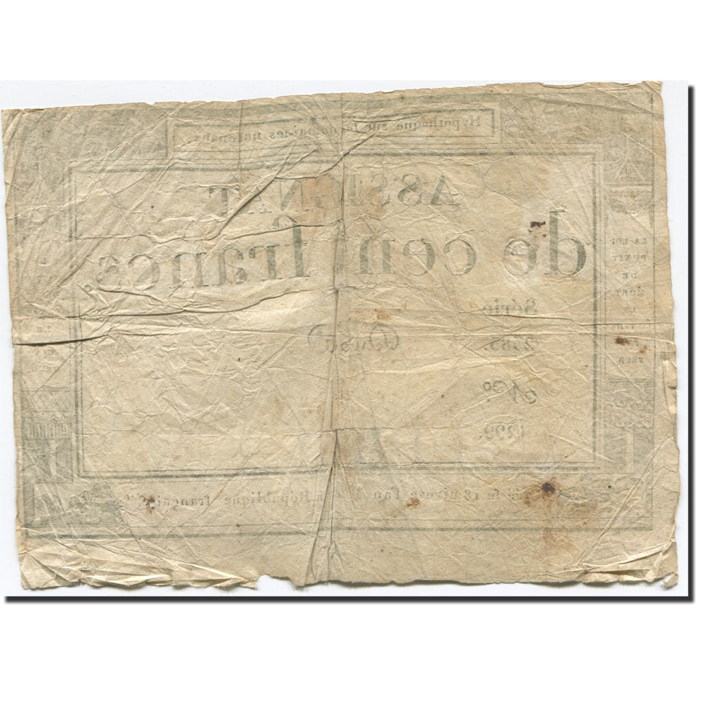 France, 100 Francs, 1795, Dubra, 18 Nivose An III (7.1.1795)., B+, KM:A78