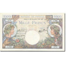 France, 1000 Francs, Commerce et Industrie, 1940-11-28, UNC(63) Fay:39.2 KM:96a