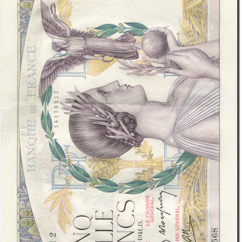França, 5000 Francs, Victoire, 1934, 1941-05-29, AU(55-58) Fayette:46.22 KM:97c