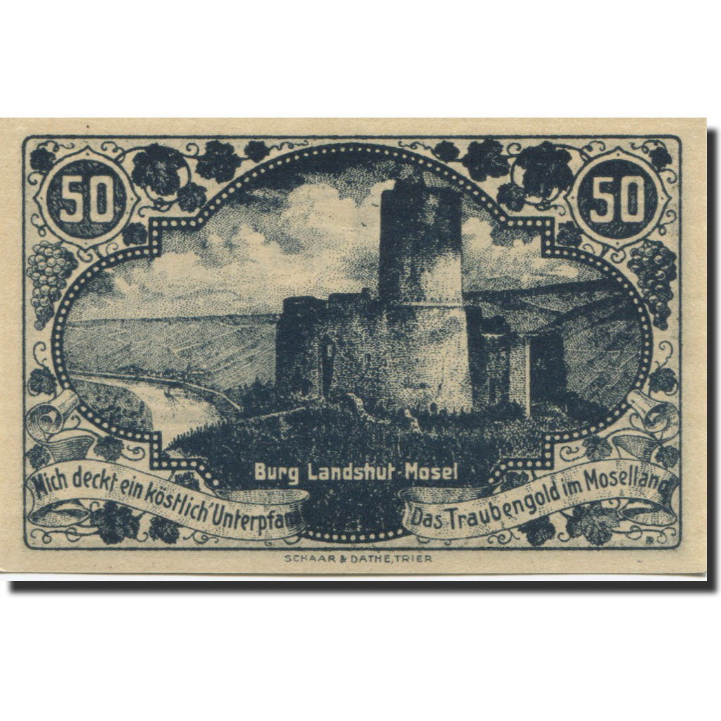 Banknote, Germany, Berncastel, 50 Pfennig, Blason, 1920 UNC(63) Mehl:33.1b