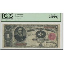 Banknot, USA, One Dollar, 1891, 1891, KM:58, gradacja, PCGS, 80437069, VF(20-25)