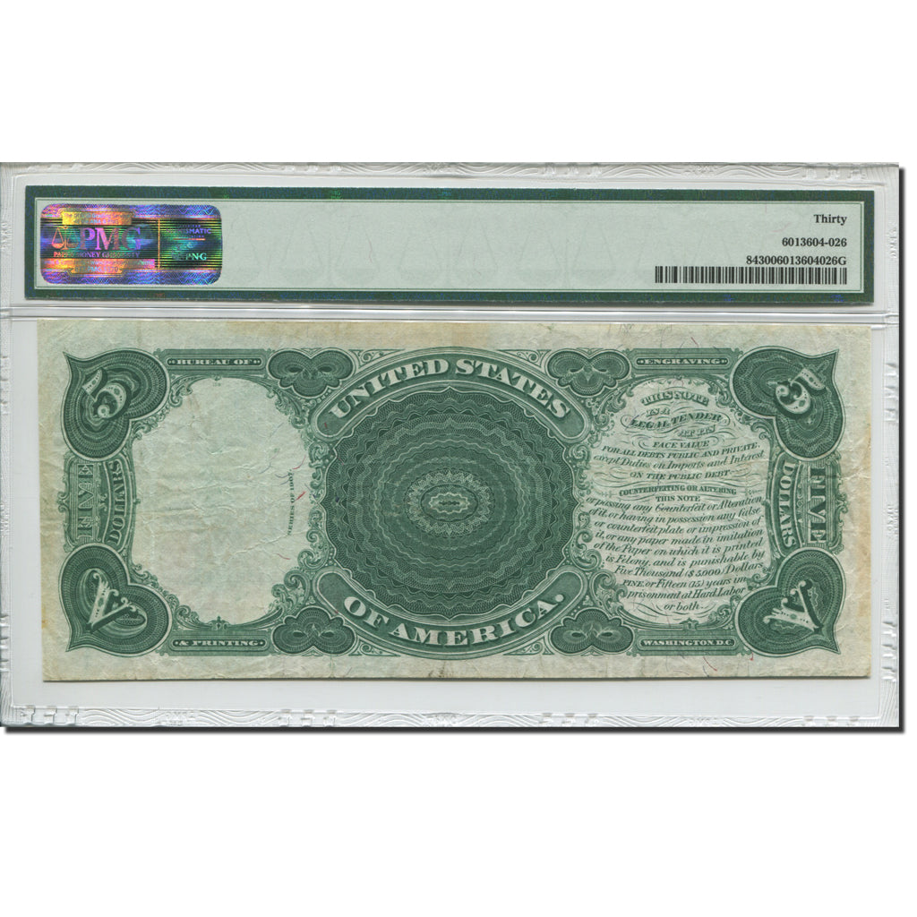 Banknote, United States, Five Dollars, 1907, 1907, KM:214, graded, PMG