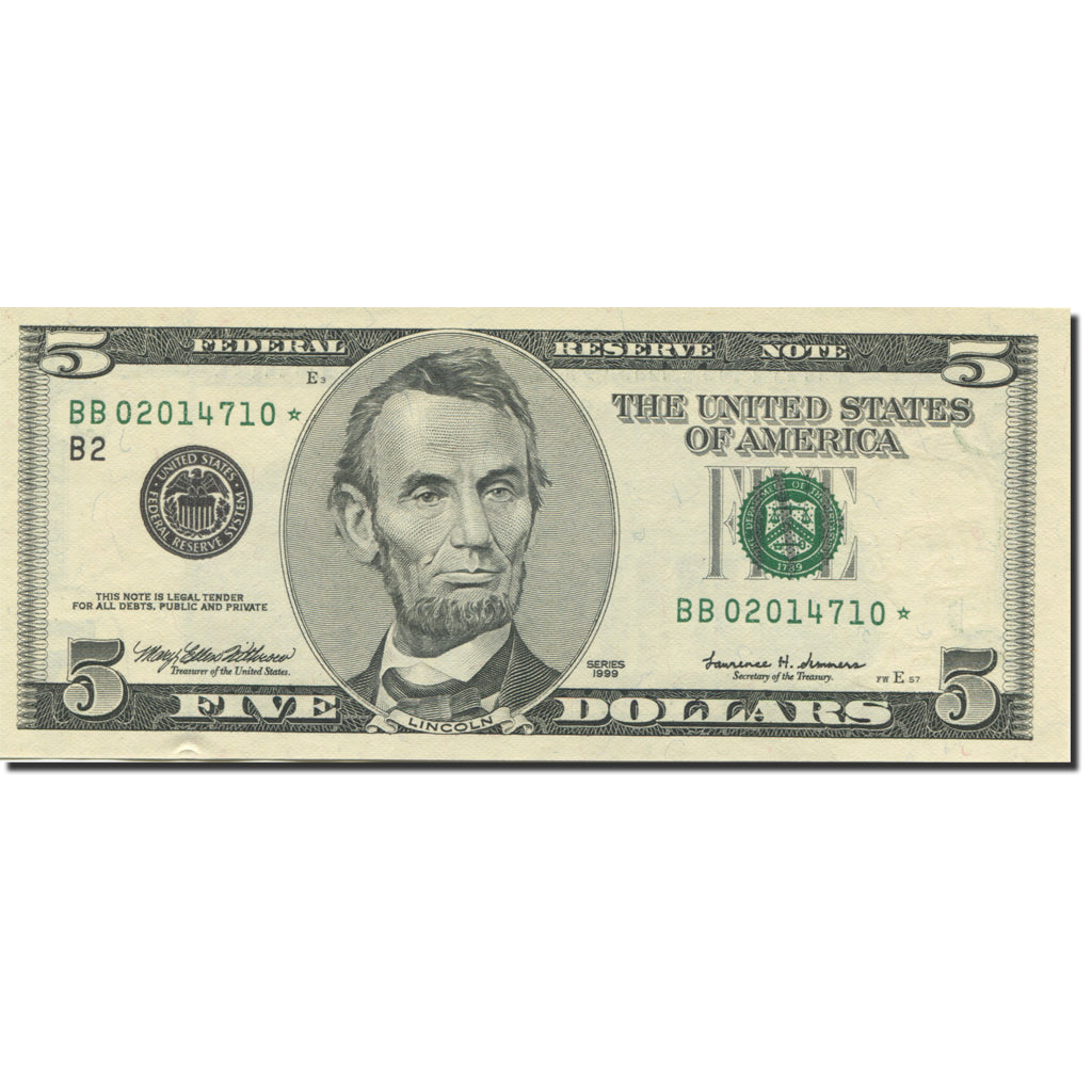 Banknote, United States, Five Dollars, 1999, 1999, KM:4519@star, UNC(65-70)