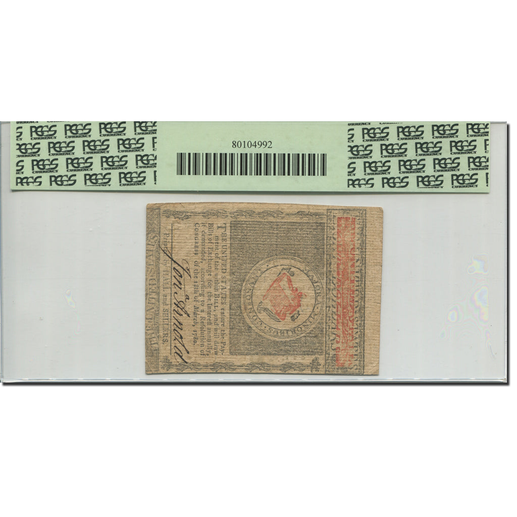 Banknote, United States, 8 Dollars, 1780, 1780-07-02, graded, PCGS, 80104992