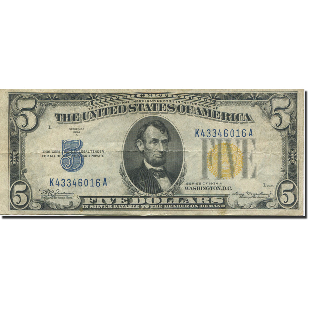 Banknote, United States, Five Dollars, 1934, 1934, KM:1962, EF(40-45)