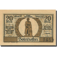 Geldschein, Deutschland, Solnhofen, 20Pfennig, personnage, 1921 UNZ- Mehl:1236.1