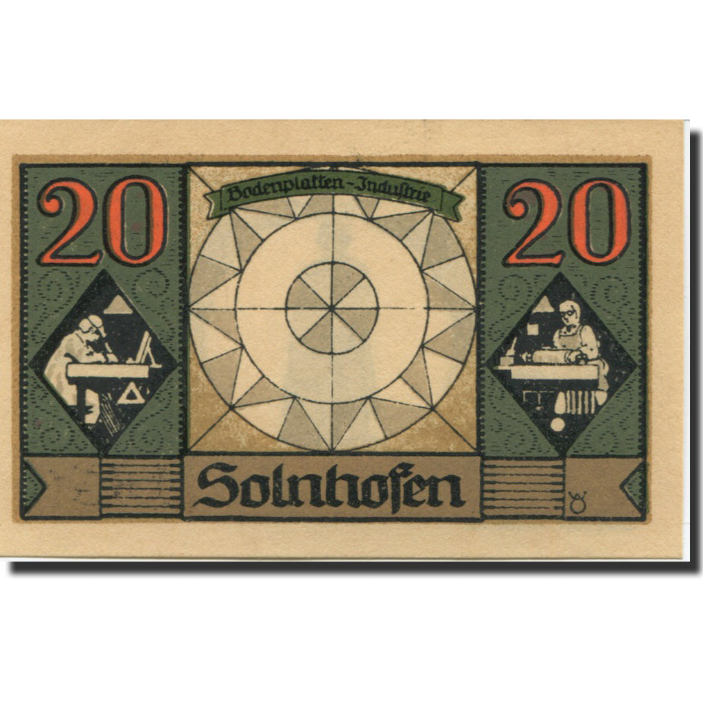Geldschein, Deutschland, Solnhofen, 20Pfennig, personnage, 1921 UNZ- Mehl:1236.1