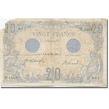 France, 20 Francs, Bleu, 1912, 1912-03-21, VG(8-10), Fayette:10.02, KM:68b