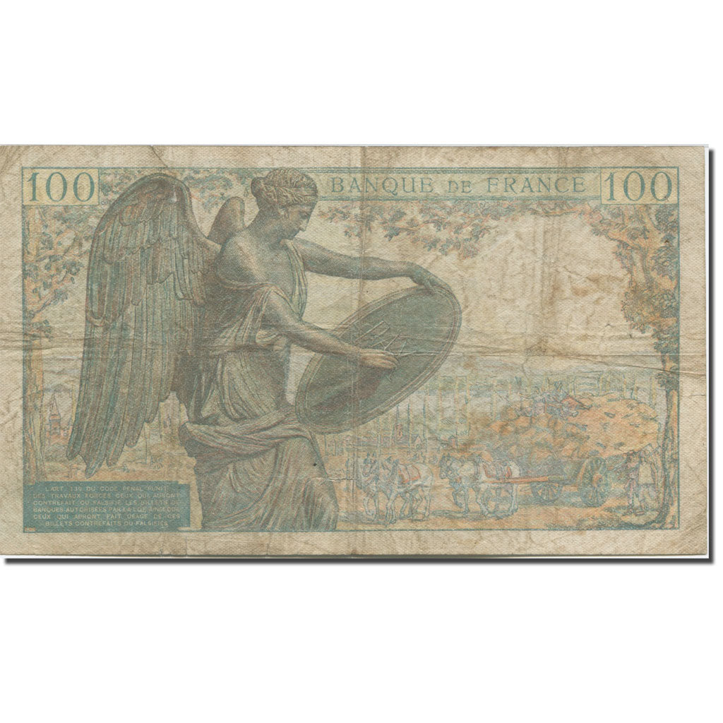 France, 100 Francs, Descartes, 1942, 1942-05-15, B, Fayette:27.01, KM:101a