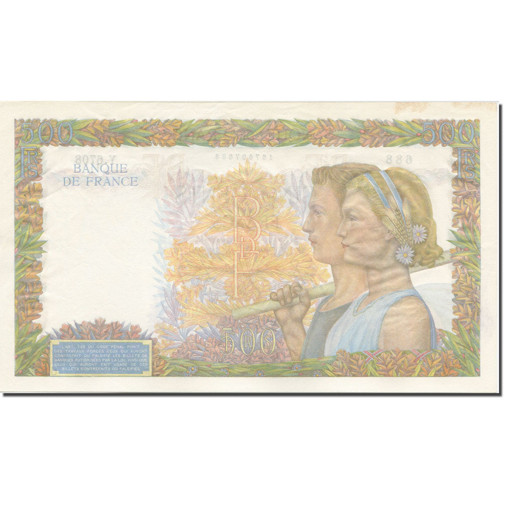 France, 500 Francs, La Paix, 1939, 1942-09-10, AU(55-58), Fayette:32.40, KM:95b