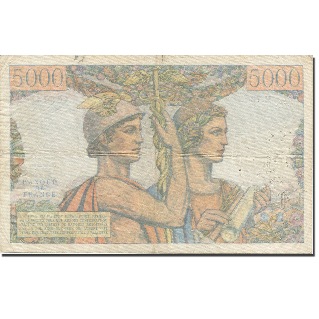 Frankrijk, 5000 Francs, Terre et Mer, 1949, 1951-08-16, TB+, Fayette:48.05