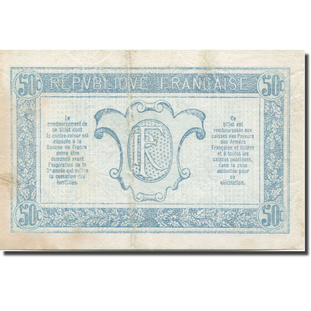 France, 50 Centimes, 1917-1919 Army Treasury, 1917, 1917, VF(20-25)