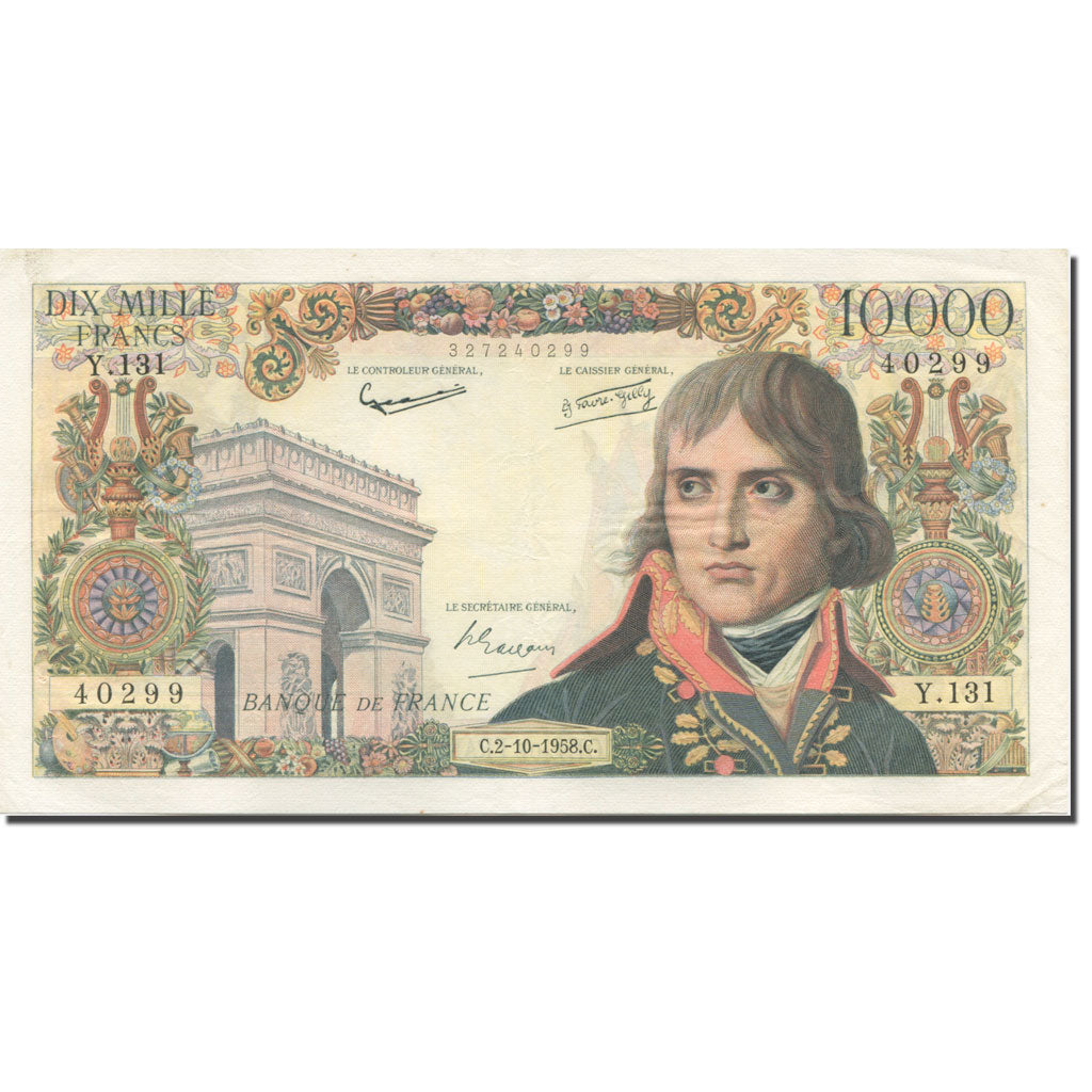 Frankreich, 10,000 Francs, Bonaparte, 1955, 1958-10-02, SS+, Fayette:51.13
