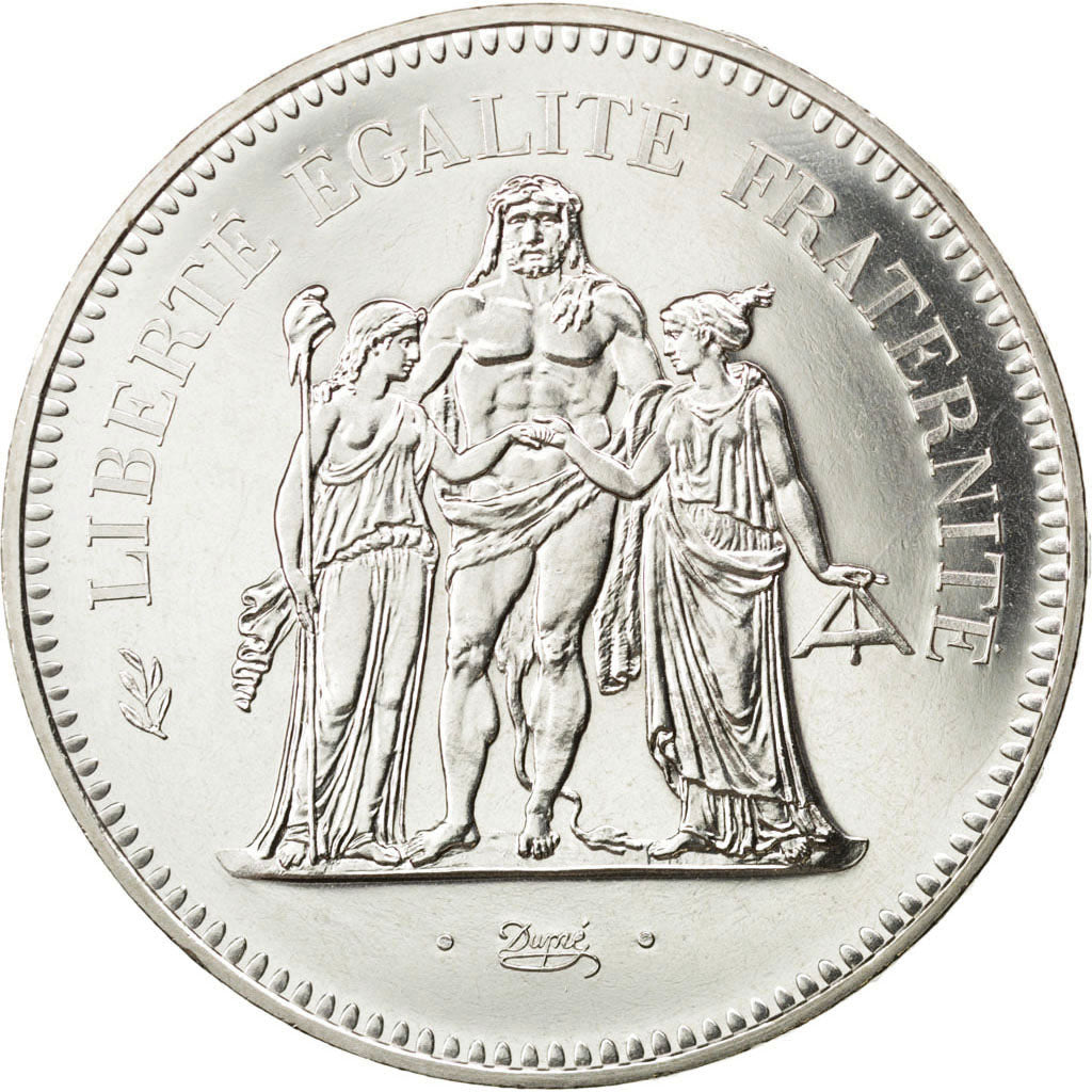 FRANCE, Hercule, 50 Francs, 1980, Paris, KM #941.1, MS(65-70), Silver, 41,...