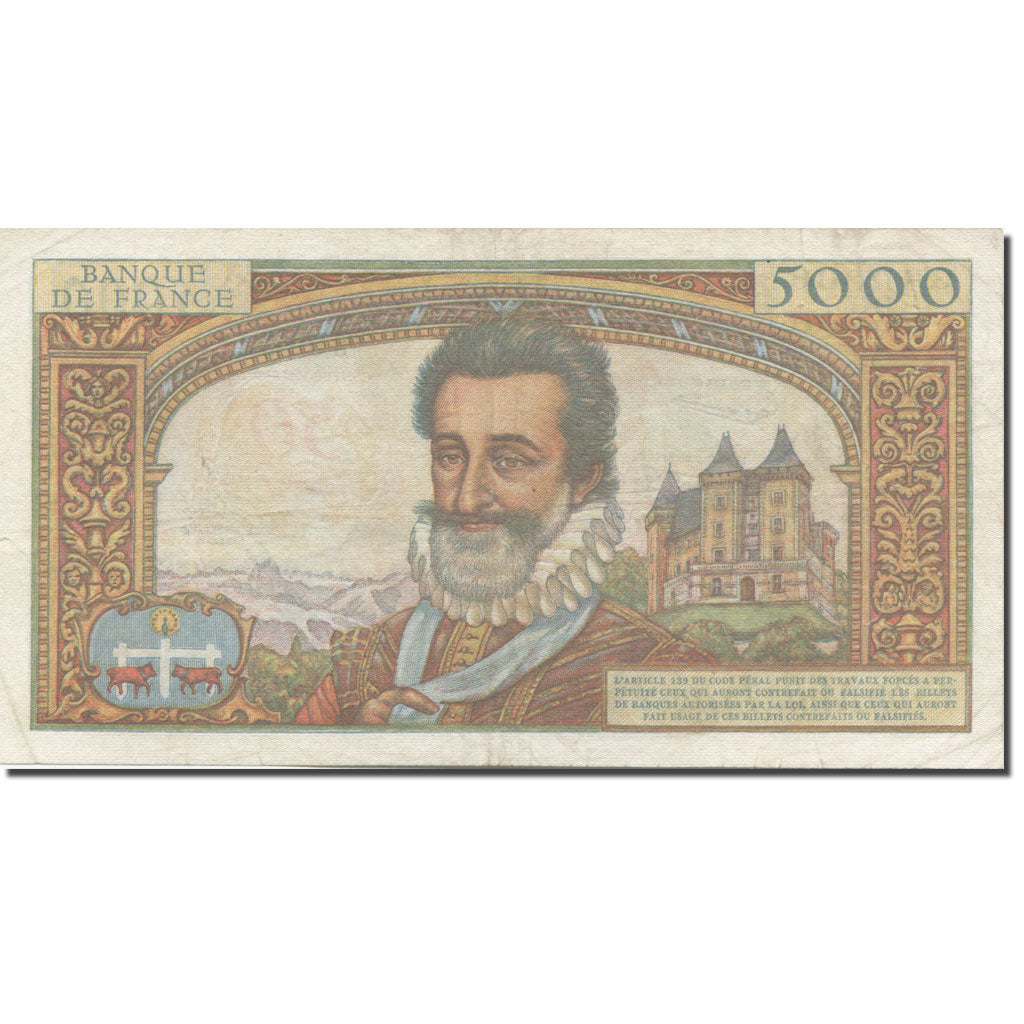 França, 50 Nouveaux Francs on 5000 Francs, Henri IV, 1957, 1958-10-30