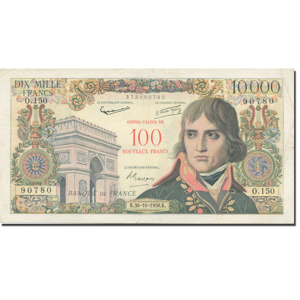 France, 100 Nouveaux Francs on 10,000 Francs, Bonaparte, 1955, 1958-10-30