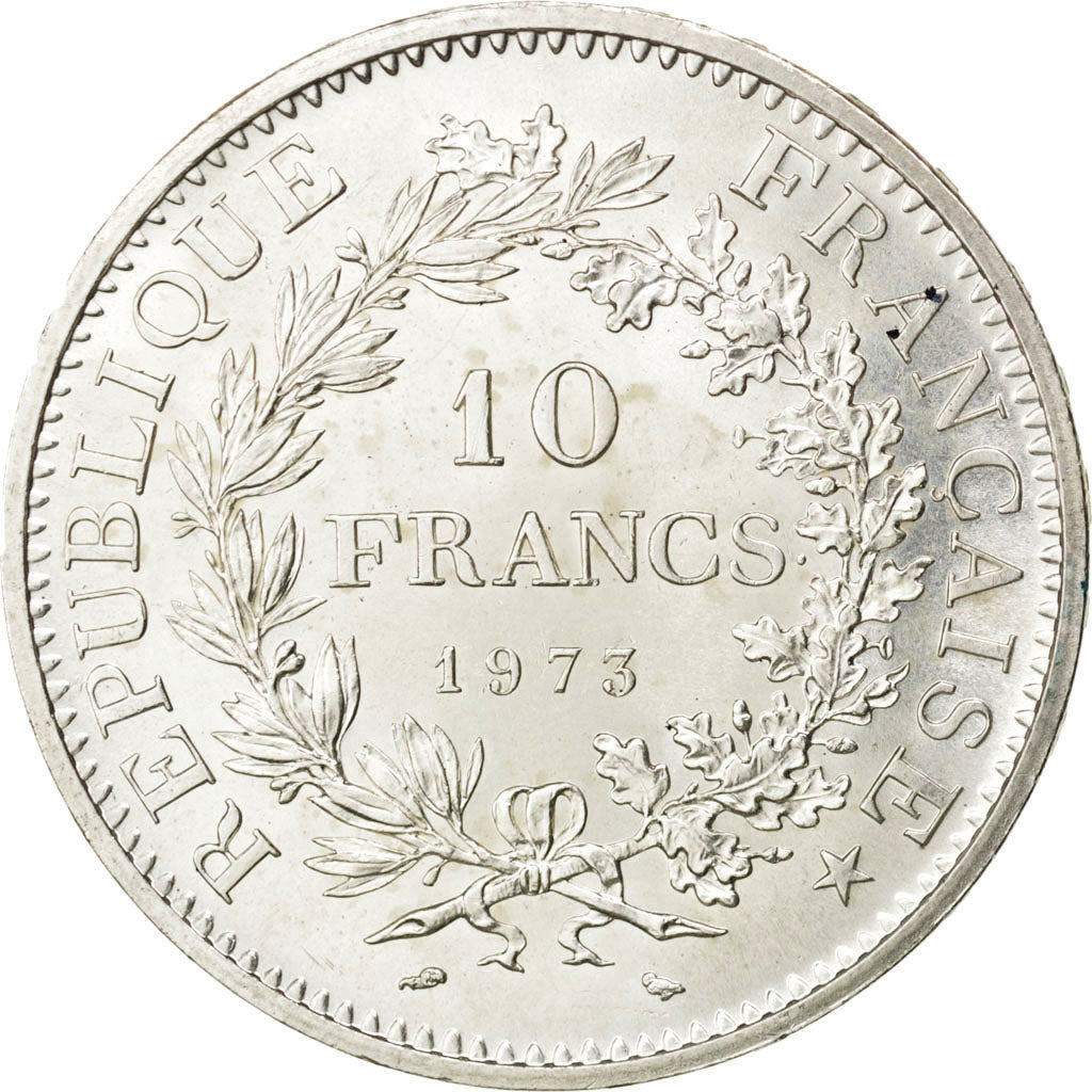 FRANCE, Hercule, 10 Francs, 1973, Paris, KM #932, MS(63), Silver, 37, Gadoury...