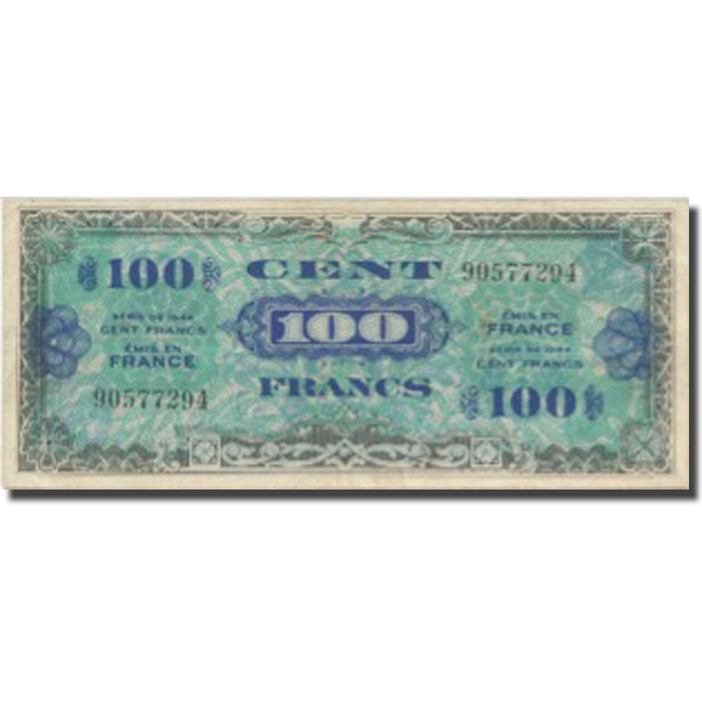 Francia, 100 Francs, Flag/France, 1944, 1944, BB, Fayette:VF20.01, KM:118a