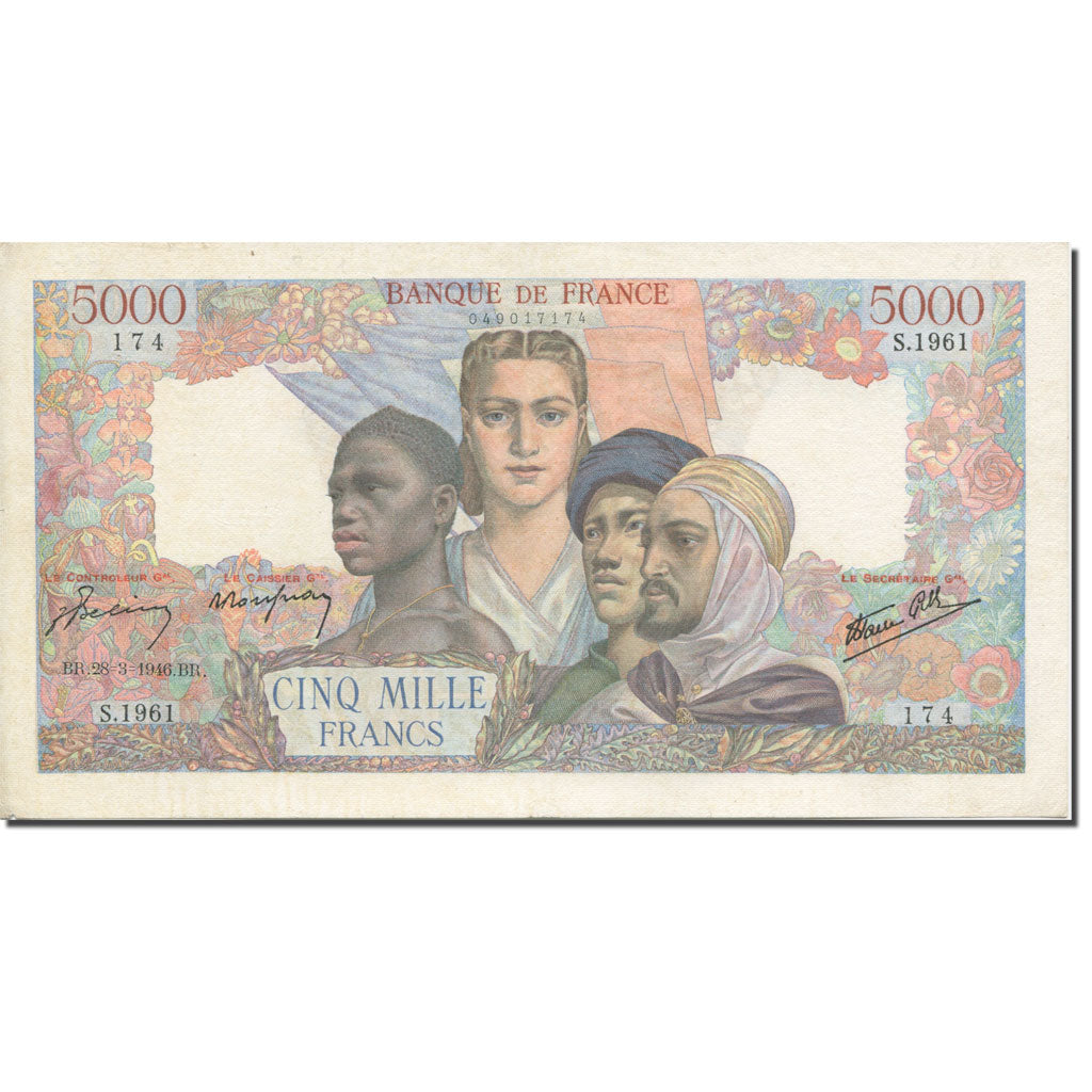 France, 5000 Francs, Empire Français, 1942, 1946-03-28, AU(55-58)